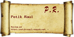 Petik Raul névjegykártya